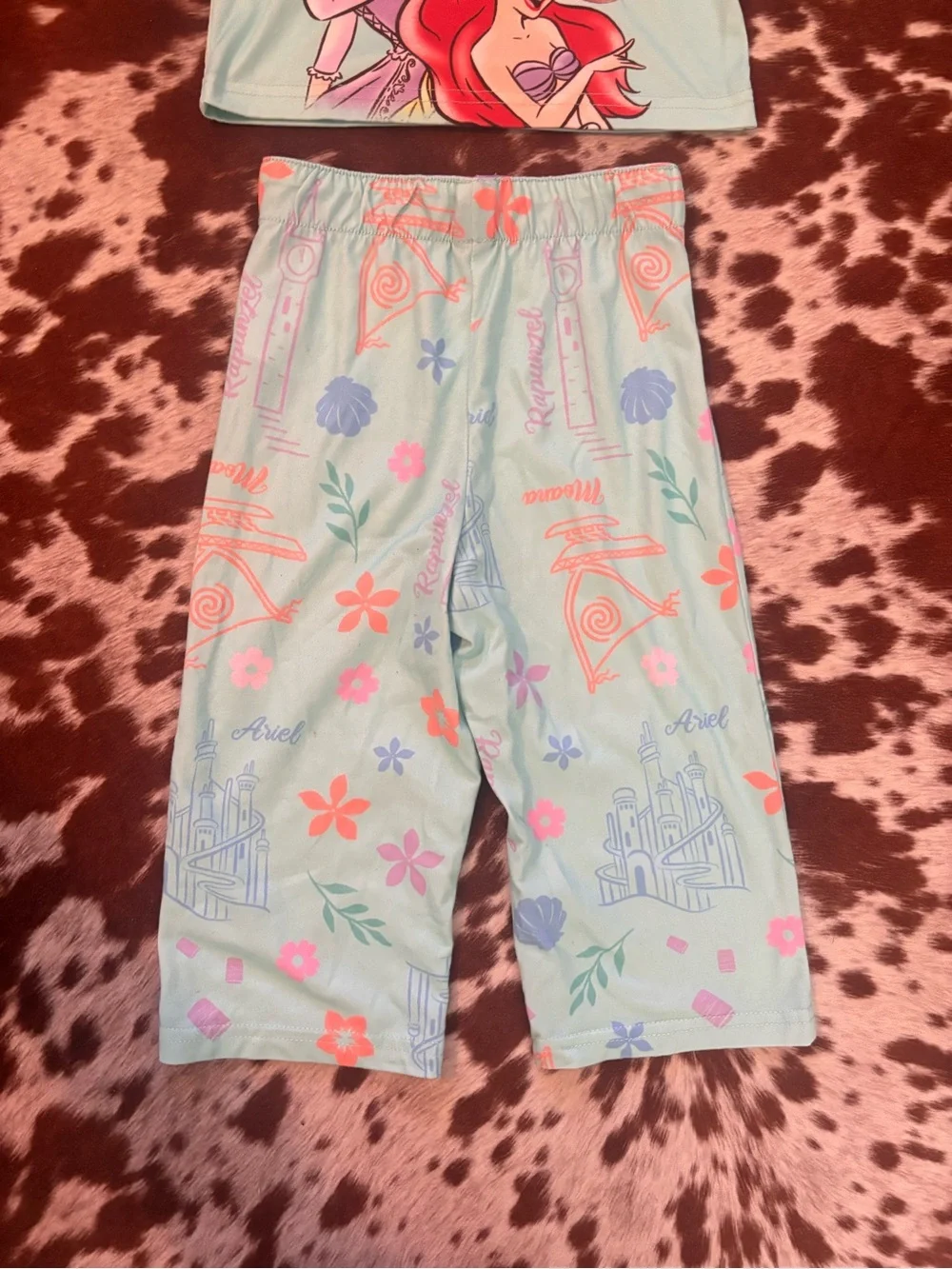 Disney Light Blue Princess Pajama Set with Pink & Red Accents